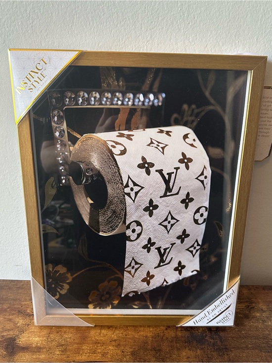Instinct Style Other - Framed Luxury Designer Logo Toilet Paper Wall Art Decor Gold Black White NWT